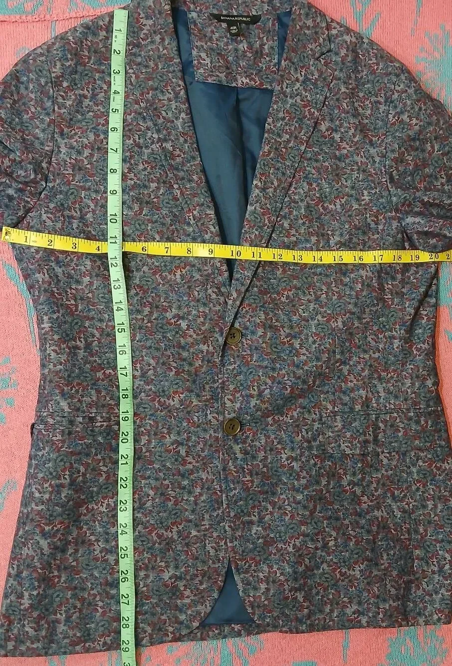 Banana republic mens size 40R blazer100% cotton blue burgundy lightweight
